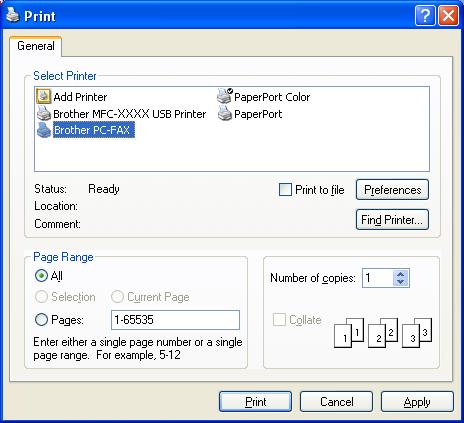 Software-ul Brother PC-FAX (doar la modelele MFC) Trimiterea unui fişier ca PC-FAX utilizând interfaţa de stil Simple (Simplu) 6 a Creaţi un fişier într-o aplicaţie de pe calculator.
