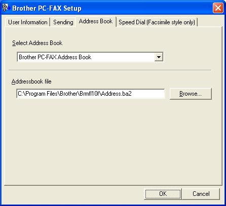 Software-ul Brother PC-FAX (doar la modelele MFC) Repertoar Adrese 6 Dacă Outlook sau Outlook Express este instalat pe calculatorul dvs.