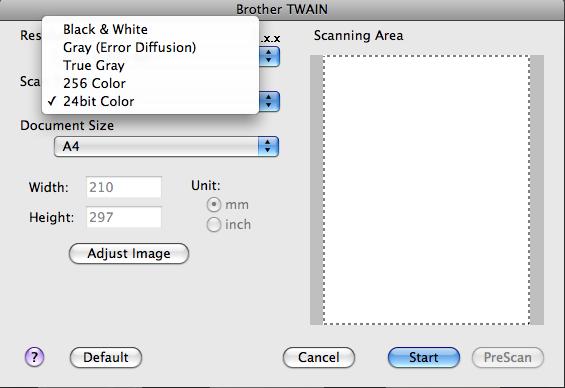 Scanarea Tipul scanării 9 Black & White (Alb & Negru) Se foloseşte pentru text sau imagini artistice. Gray (Error Diffusion) (Gri (Eroare difuzie)) Se foloseşte pentru imagini foto sau grafice.