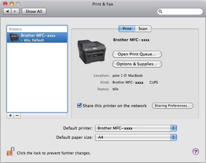 Scanarea Scanarea directă din secţiunea Print & Fax (Imprimare şi fax) 9 Dacă aţi adăugat deja aparatul Brother în secţiunea Print & Fax (Imprimare şi fax), puteţi scana direct de acolo.