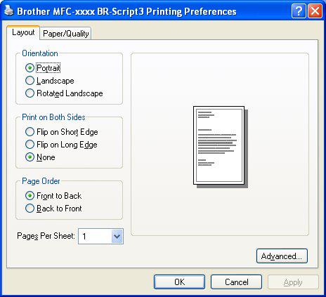 Imprimarea Caracteristicile din driverul de imprimantă BR-Script 3 (pentru MFC-7860DW) (emularea limbajului PostScript 3 ) 2 Ecranele din această secţiune sunt din Windows XP.