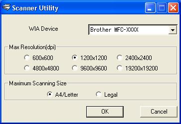 Scanarea Utilitarul Scanner 3 Scanner Utility (Utilitarul Scanner) este utilizat pentru configurarea driverului WIA pentru scanner pentru rezoluţii mai mari decât 1200 dpi şi pentru schimbarea