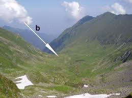 V. Imaginile de mai jos reprezintă două forme de relief create de un ghețar montan.