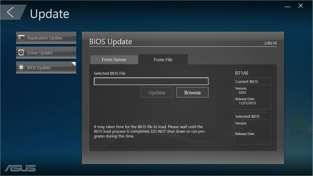 Actualizare Faceţi clic pe Update (Actualizare) în ecranul principal ASUS Manager pentru a