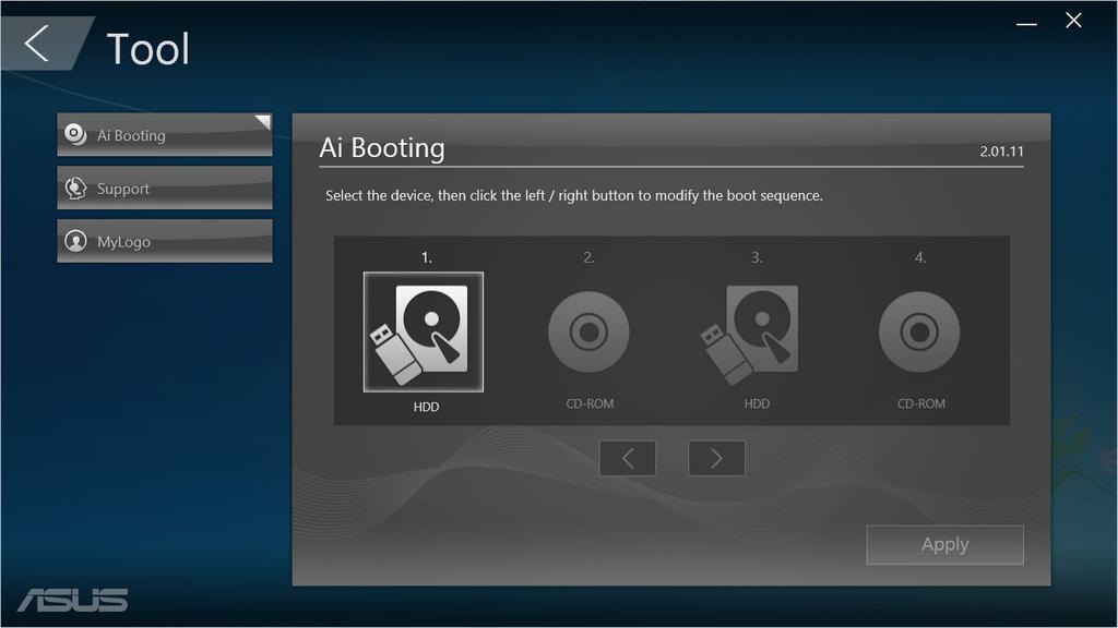 Ai Booting Utilitarul Ai Booting afişează o listă a dispozitivelor de stocare de pe care se poate încărca sistemul de operare.