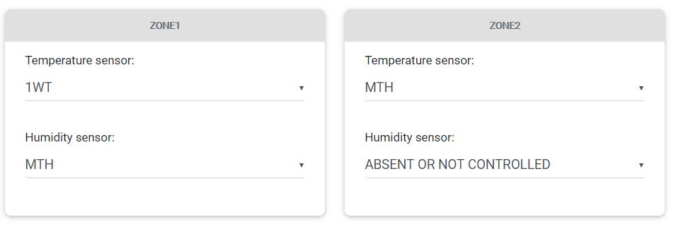 Dacă alegeți senzorul de umiditate absent sau nereglat, puteți alege să faceți referire la temperatura citită de senzor într-o altă zonă.