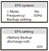 NOTA! Cand doriti sa utilizati functia EPS, setarea tensiunii de intrerupere de descarcare trebuie sa fie mai mare decat tensiune de descarcare de backup baterie.
