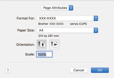 Pagina de pornire > Imprimare > Imprimare de la computer (Mac) > Opţiuni de imprimare (Mac) Opţiuni de imprimare (Mac) Configurarea paginii 1.