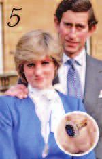 Cererea `n c[s[torie< la 6 februarie 1981, prințul Charles a cerut-o pe Lady Diana Spencer în timpul unei cine private la Palatul Buckingham. Cuplul şi-a păstrat logodna în secret câteva săptămâni. 6. Regina Elisabeta a II-a Soț< Prințul Phillip, ducele de Edinburgh (căsători\i în 1947) Inelul< o piatră centrală rotundă de 3 karate flancată cu 10 diamante mai mici.