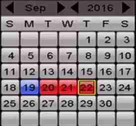 Figura 6 3 calendarul de redare În cazul în care există fișiere de înregistrare pentru camera respectivă în acea zi, în calendar, pictograma pentru ziua respectivă este afișat în