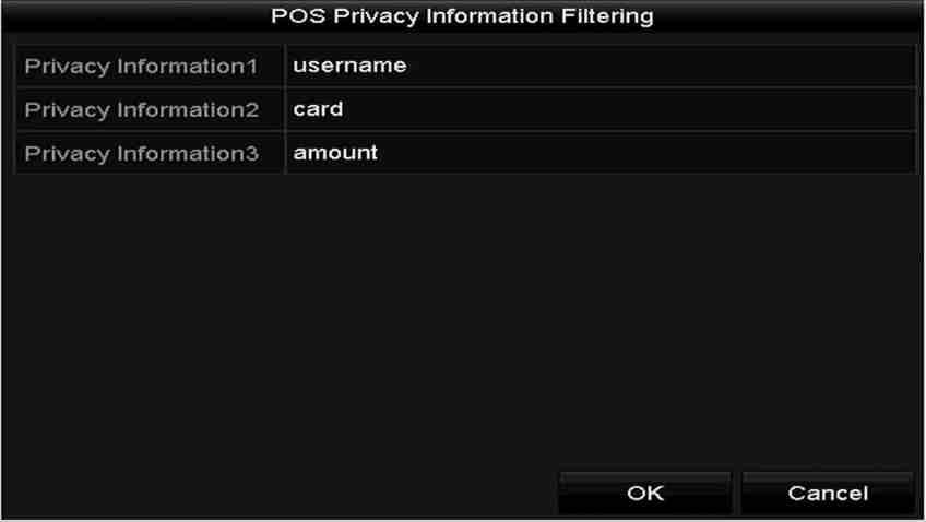 9.3 Configurarea filtrării informațiilor de confidențialitate POS Scopul: Puteți seta informațiile de confidențialitate POS pentru a nu fi afișate pe imagine.