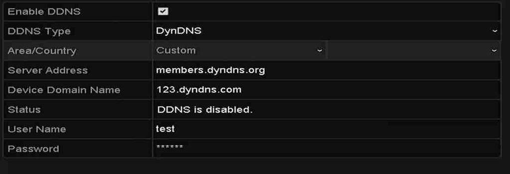 Figura 12 5 interfața cu setările pentru DynDNS PeanutHull: Introduceți User Name și Password obținute de