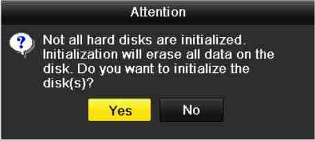 Capitol 14 Management HDD 14.1 Inițializarea unităților HDD Scopul: O unitate hard disc (HDD) nou instalată trebuie inițializată înainte de a putea fi utilizată cu NVR.