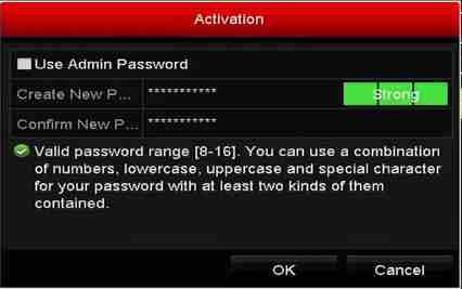 Pasul 3: Setați parola camerei pentru a o activa. Use Admin Password: când bifați caseta de validare, camerele vor fi configurate cu aceeași parolă de administrator a NVR în funcțiune.