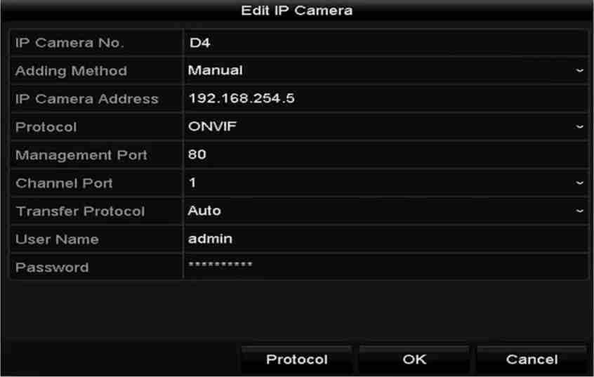 Figura 2 41 interfața de editare a camerei IP - Plug-and-Play Manual: Aveți posibilitatea să dezactivați interfața PoE selectând Manual, în timp ce canalul curent poate fi