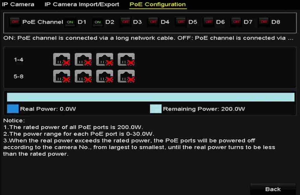 2.3.5 Configurarea interfeței PoE Atunci când este nevoie de transmisie PoE pe distanțe mari (100-300 m), puteți configura canalul PoE în modul cablu de rețea lung.