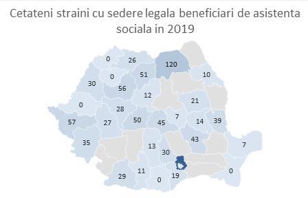 6. Perspectivele instituțiilor publice asupra integrării imigranților în România Din datele primite de la cele 26 de AJPIS, harta distribuției de beneficiari de asistență socială indică faptul că
