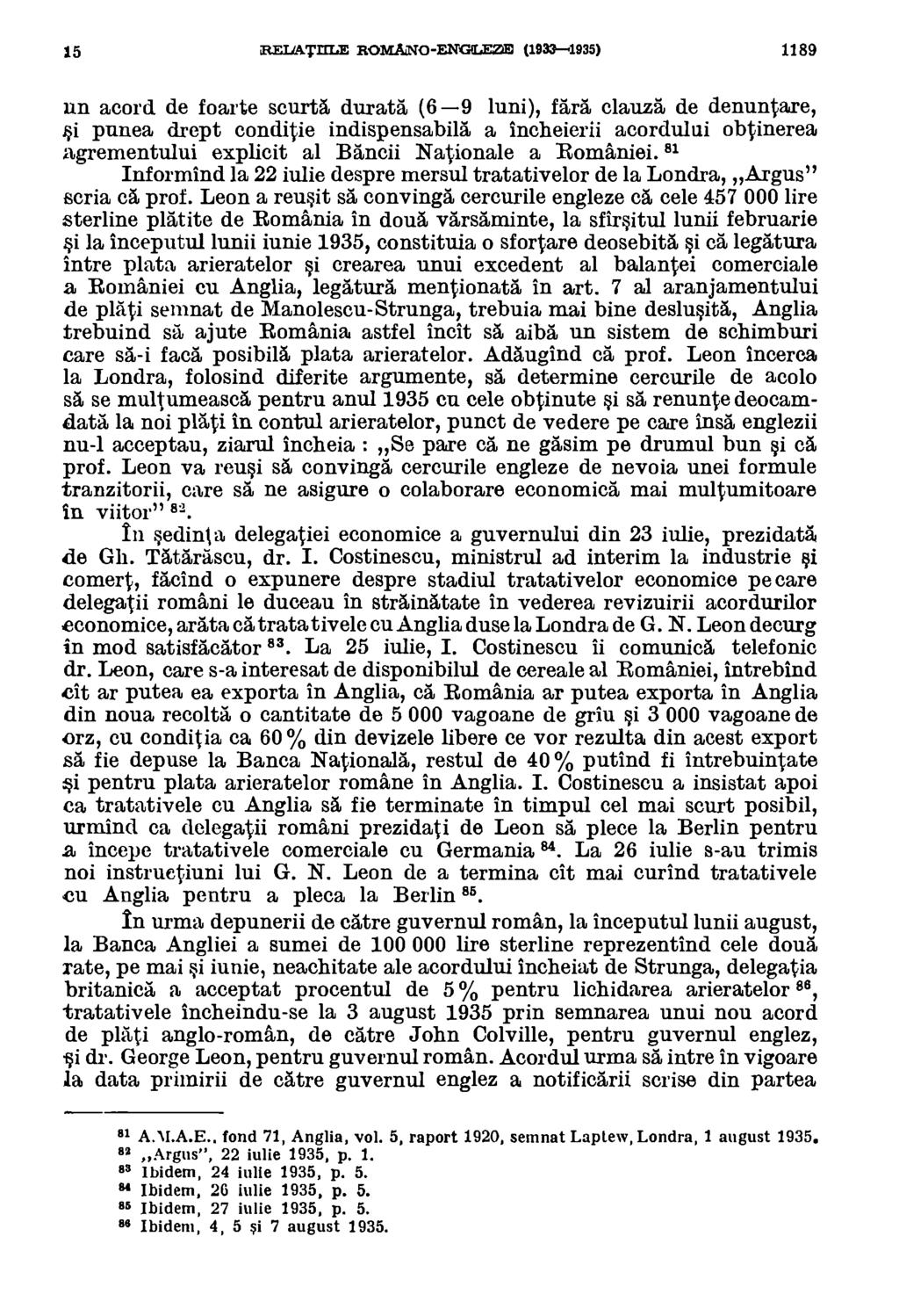 15 RELIATICLE ROMANO-ENGLE= (1933-1935) 1189 an acord.