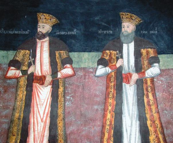 Constantin Racoviţă și Grigore II Ghica au, fără îndoială, o alură și o vestimentaţie ce amintesc de cele ale împăraţilor bizantini (Sitaru, Ilfov, 1752).