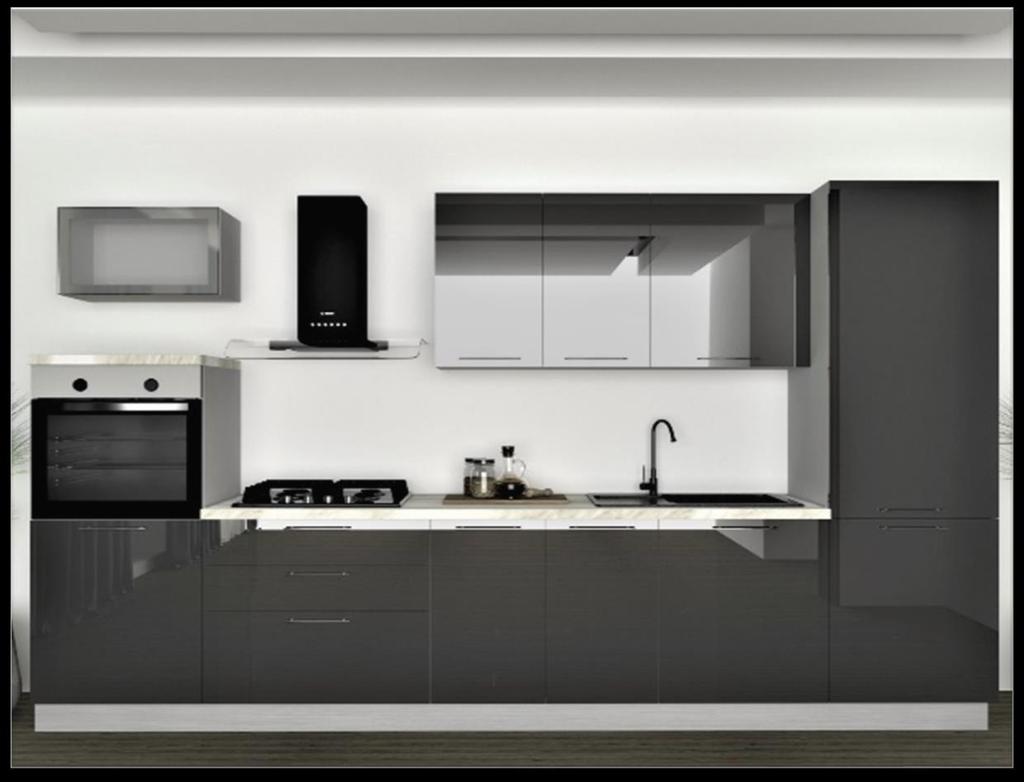 Bucătărie SIENA Design bucătării Fasada - MDF + Vitrină Sertare glisier amortizat