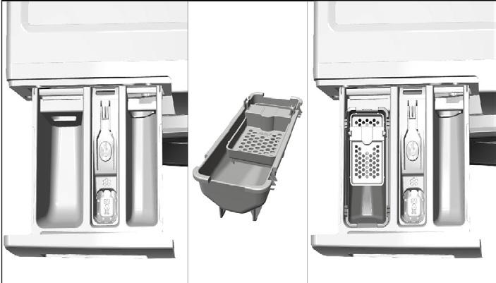Using softeners Pour the softener into the softener compartment of the detergent drawer. Do not exceed the (>max<) level marking in the softener compartment.