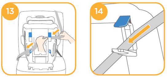 ! Asigurati-va ca clapeta elementului de fixare de pe spatele scaunului auto este complet inchisa atunci cand nu folositi elementul, pentru a preveni