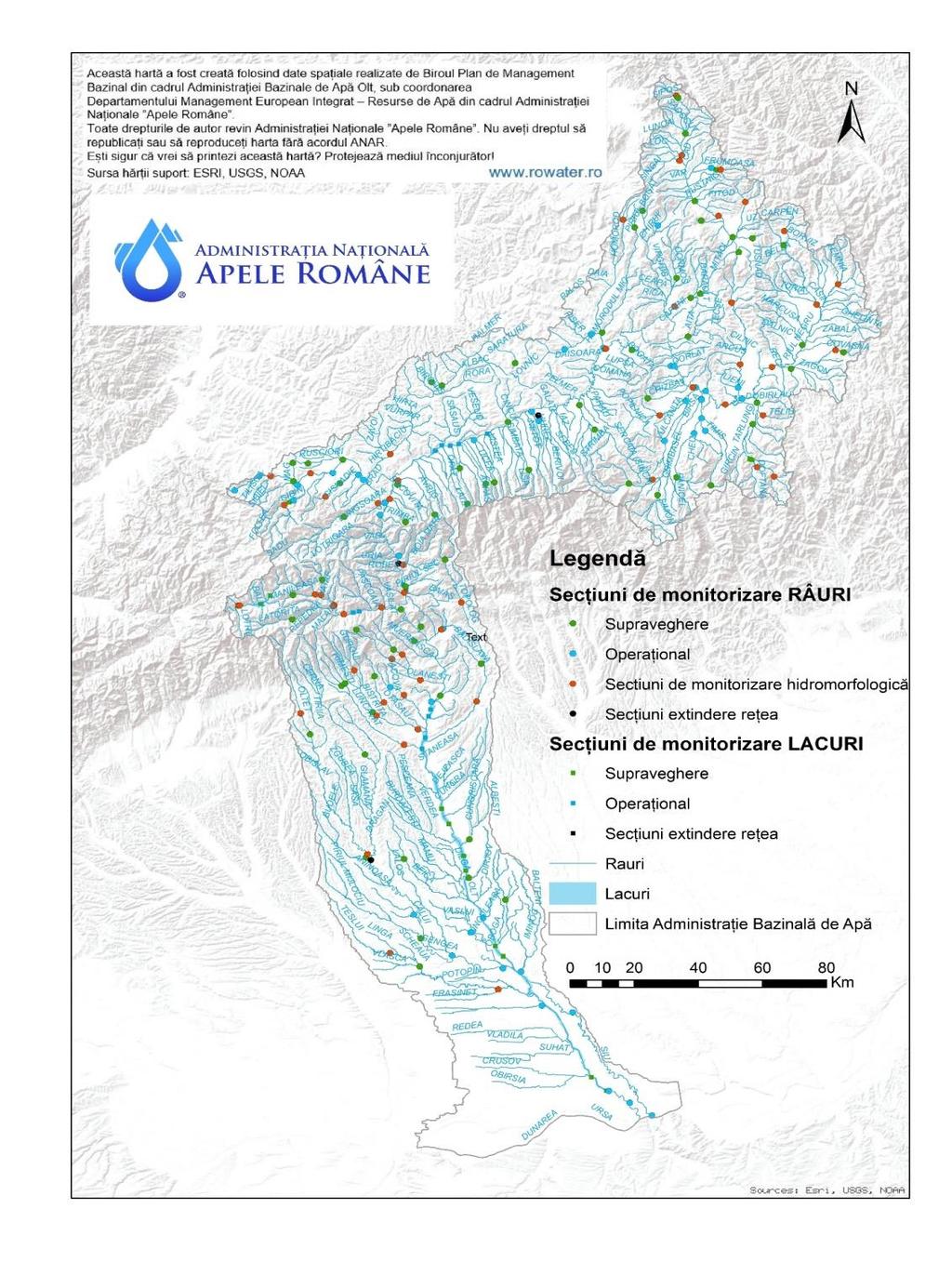 REȚEAUA DE MONITORIZARE APE DE SUPRAFAȚĂ Programul operaţional Corpuri de apă care prezintă riscul de a nu îndeplini obiectivele de mediu - 41 corpuri de apă de suprafață - 65 secţiuni de