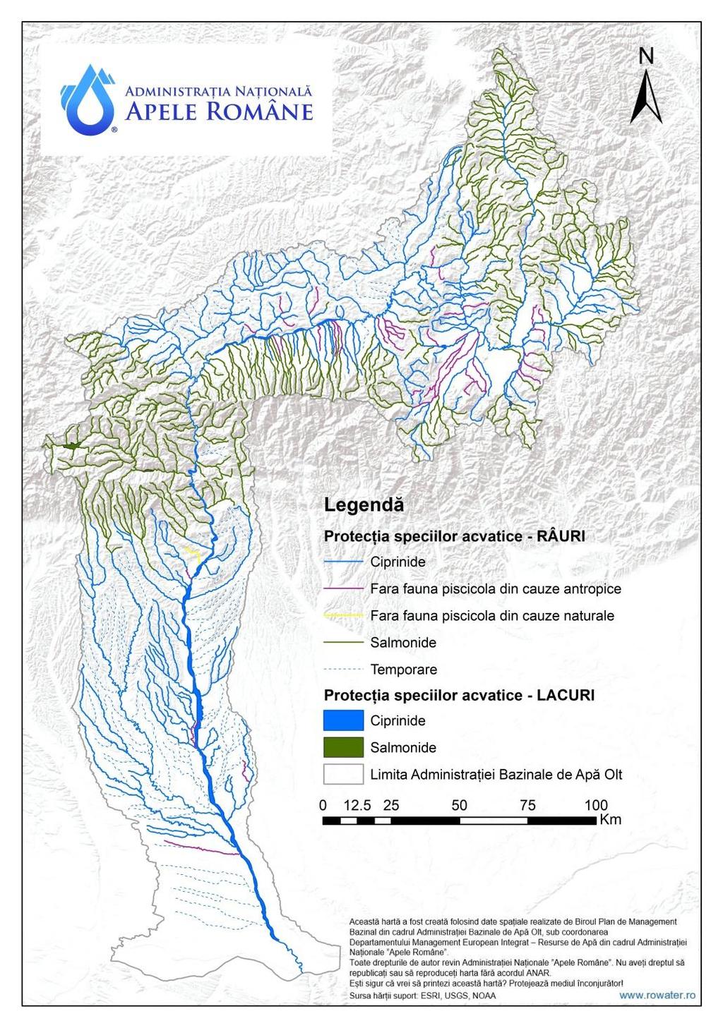 importante din punct de vedere economic - cursurile de apă aparţinând zonei salmonicole localizate în zona montană unde sunt prezente speciile: păstrăvul comun (Salmo trutta