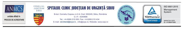 RAPORT AUTOEVALUARE PE ANUL 2019 Spitalul Clinic Județean de Urgență Sibiu este o unitate sanitară cu paturi, de utilitate publică, cu personalitate juridică, cu rol în asigurarea de servicii