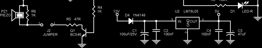 Este realizat cu un circuit ATtiny45L. Se utilizează intrarea analogică ADC3, portul PB3, pentru măsurarea tensiunii de intrare dată prin divizorul R2R3.