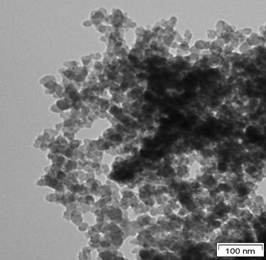 Din figura 3 se observa ca nanocompozita PPy-Fe 3 O 4 contine particule cu diametrul mediu 15-25 nm.
