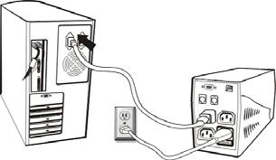 4. Conectarea la calculator Conectaţi câte un singur dispozitiv de calculator la fiecare ştecher din spatele sursei neîntreruptibile. 5.