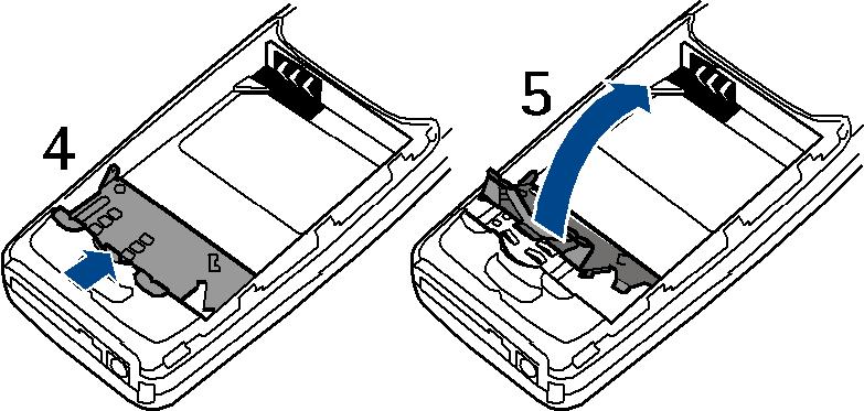 2. Pentru a elibera suportul cartelei SIM, trageþi uºor clema de blocare a suportului (4) ºi