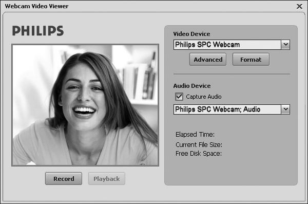 Pornirea Vizualizorului video WebCam: - din meniul Windows QuickLaunch din bara de sarcini, - dintr-un grup de programe SPC220NC WebCam (WebCam SPC220NC), sau - executând clic pe pictograma
