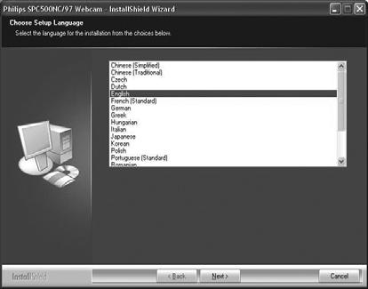 Instalare Instalarea software-ului pentru WebCam Software-ul furnizat func\ioneaz[ numai pe PC-uri cu sistemele de operare Microsoft Windows 98SE, ME, 2000, XP i Vista. Note!