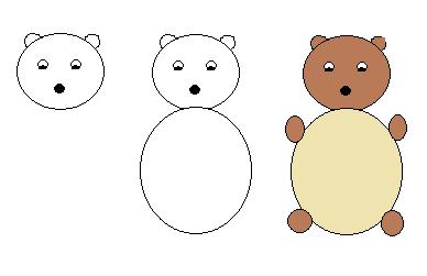 Ursul Ursul, cât este de mare, Doar forme rotunde are Şi e uşor, ai să vezi, Să înveţi să-l desenezi!