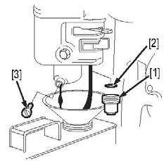 Verificaţi ca aerul din spaţiul de depozitare să nu fie excesiv de umed şi cu praf. 2. Scoateţi benzina: - Închideţi robinetul de benzină, desfaceţi şi goliţi paharul decantor [1].