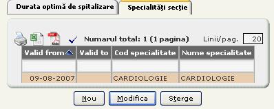 Utilizatorul accesează butonul Nou Figura 3-7 Specialităţi secţie SIUI deschide ecranul de detaliu pentru adăugarea unei specialităţi Figura 3-8 Adăugare specialitate secţie Utilizatorul face