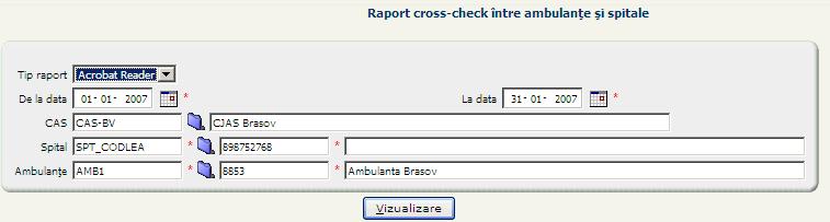 Figura 3-106 Desfăşurătorul serviciilor de dializă decontate 3.15.1.3 Raport cross-check între ambulanţe şi spitale Utilizatorul selectează submeniul Raport cross-check între ambulanţe şi spitale.