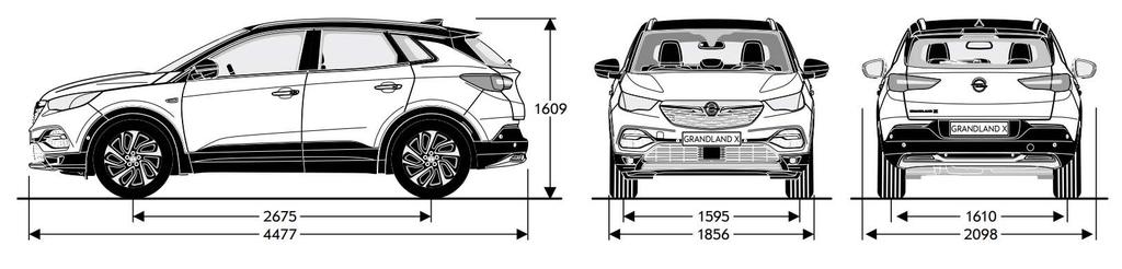 pecificaţii generale Opel Grandland X Date tehnice pecificaţii generale Dimensiuni caroserie 5 uşi Dimensiuni portbagaj (ECIE/GM) în mm 5 uşi Înălţime (mm) 169 Lungime spaţiu încărcare până la