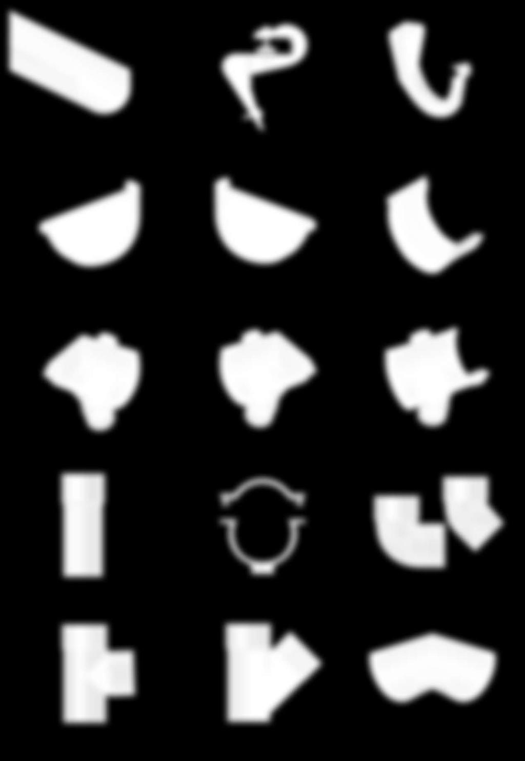 jgheaburi din Pvc Modele standard De pe stoc: în Culoarea gri DesChis Lungime 4m Ø 120mm jgheab falcă de prindere suport Capac stânga Capac dreapta cuplaj Ieşire stânga Ieşire dreapta Ieşire