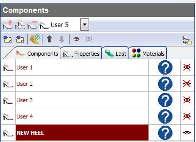 Para exportar componentes en la Ventana Components/Componentes seleccionar el componente a exportar. Se va a exportar el tacón NEW HEEL con el que se estaba trabajando.