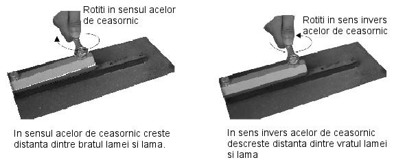 Reglarea lamelor slefuitorului de beton Finisorul de beton are un dispozitiv de reglare a lamei incorporat in bratul lamei. Aceasta dispozitiv este un cuzinet filetat in surubul discului.