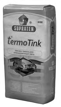 T ermotink Tencuială termoizolantă. SM 262:2005 Ciment de mărci speciale, adaosuri rezistente la intemperii, plastifianţi, aditivi specifici. Albă.