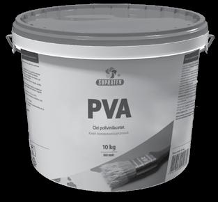 PVA Clei polivinilacetat. Hidroemulsie acrilică, dispersie de acetat de polivinil, polimeri speciali, modificatori, aditivi. Albă.