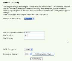 802.1X 1. În meniul din partea stângă, faceţi clic pe Wireless -> Security [Fără fir -> Securitate] pentru a deschide pagina de configurare. 2.