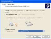 Executaţi programul ajutător de adăugarea a imprimantei din Start -> Printers and Faxes -> Add a printer