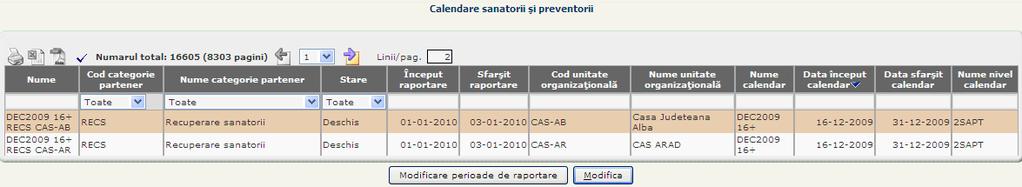CALENDARE SANATORII ŞI PREVENTORII Modulul Calendare sanatorii şi preventorii gestionează perioadele de raportare pentru furnizorii de servicii medicale de recuperare a sănătăţii în sanatorii şi
