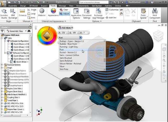 Inventor: software CAD dezvoltat de compania Autodesk Puncte tari: -dezvolta motoare de proiectare eficiente pentru diverse aplicatii tehnice profesionale: asamblări mecanice (Bolted Connections),