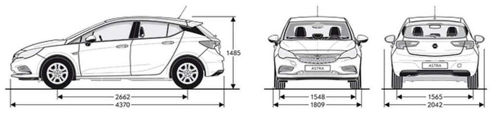 Opel Astra Date tehnice pecificaţii generale pecificaţii generale Dimensiuni caroserie în mm 5 uşi ports Tourer Dimensiuni portbagaj (ECIE/GM) în mm 5 uşi ports Tourer Înălţime 1485 151 Lungime